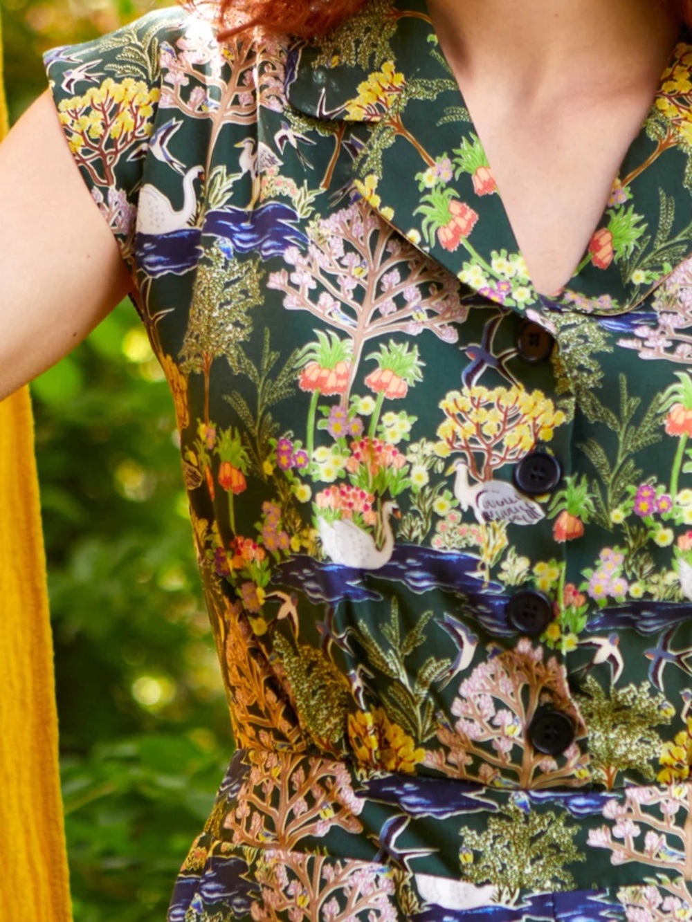 Palava Francesca - Green Botanical Gardens Tencel Jumpsuit UK 12/US 8 - Like New - Picture 2 of 16